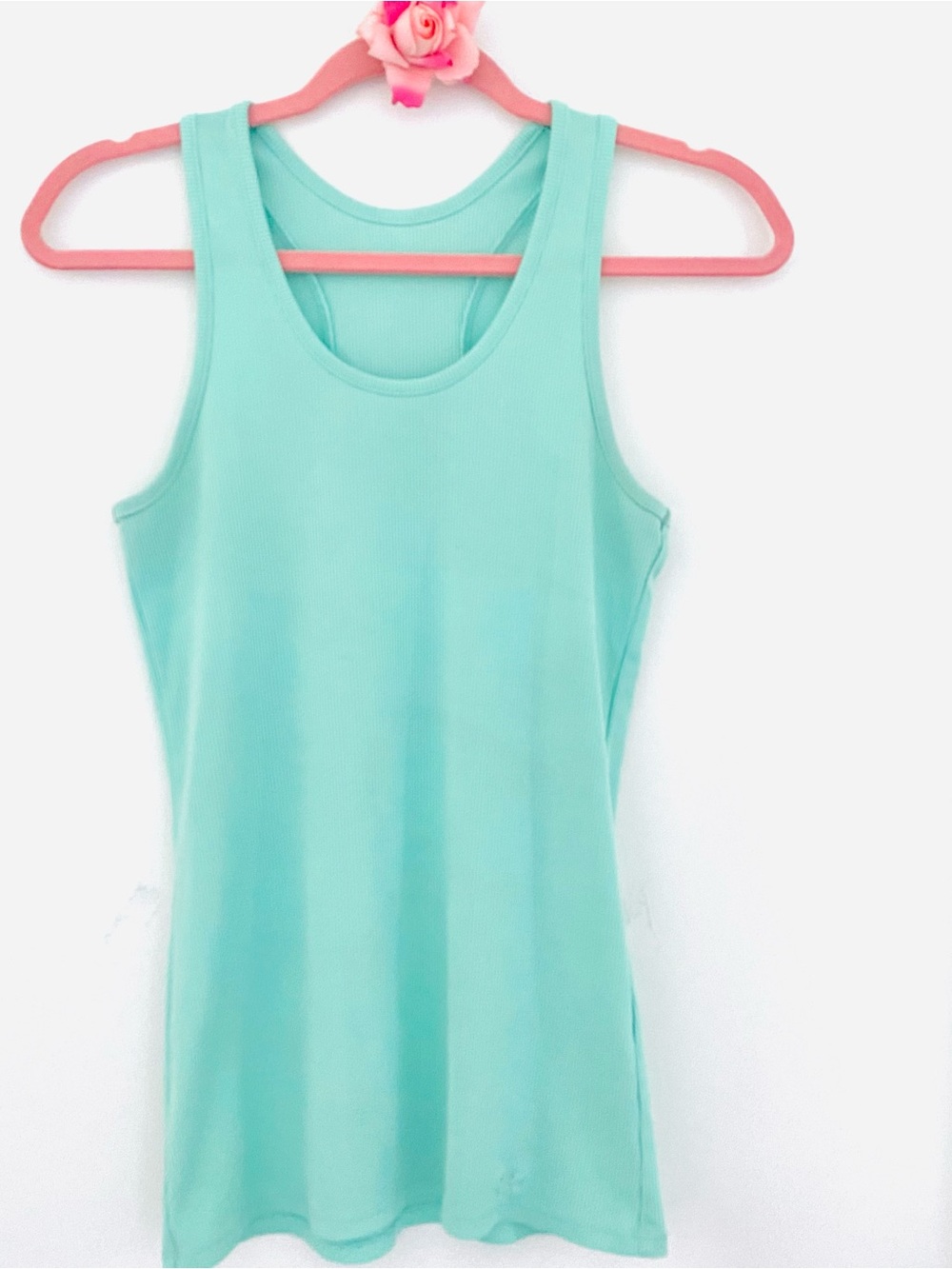💕Pretty Ribbed Turqouise Tank Top SZ L
